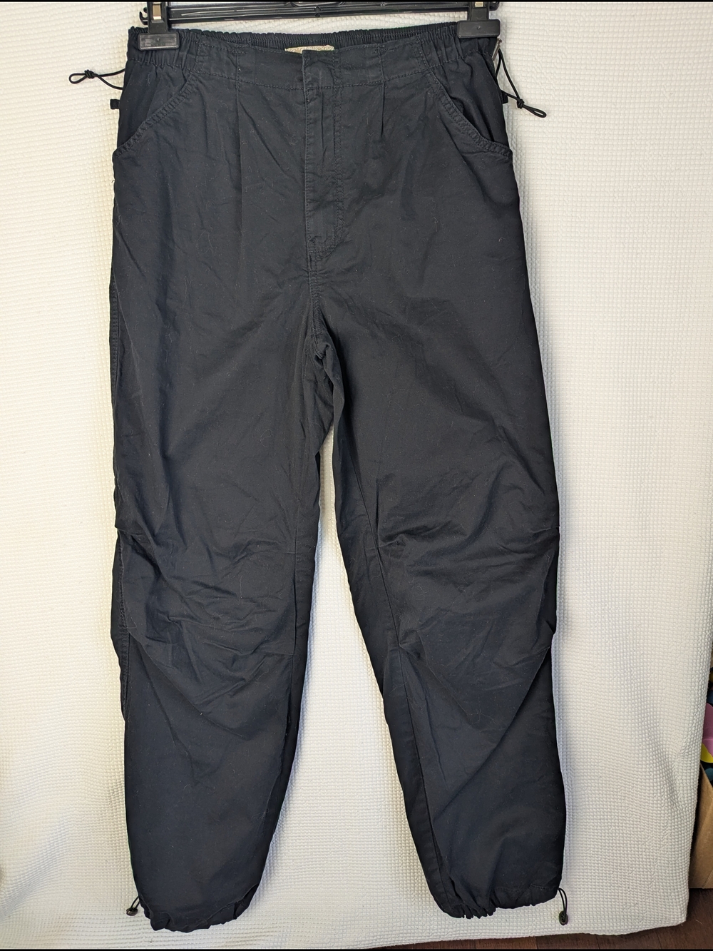 Harlow Black Elastic Waist Cargo Style Pants with Adjustable Ankles